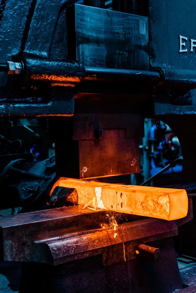 steel production with a hot piece of steel